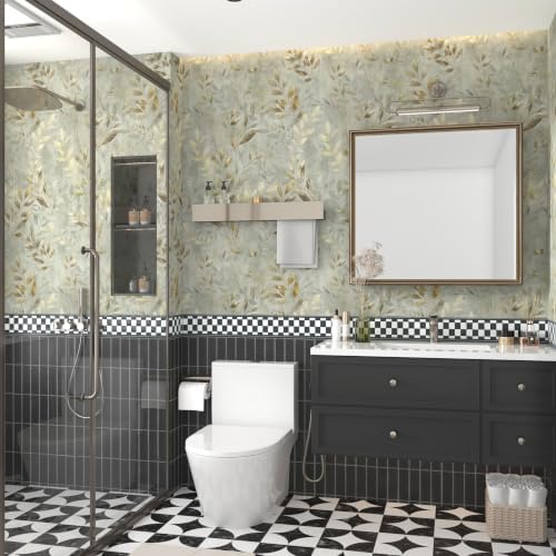 Grey Peel and Stick Wallpaper Vintage Leaf Wallpaper 17.3"×78.8" - Image 4