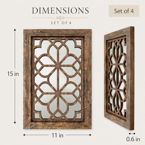 Set of 4 11x15 Inch Rectangular Shatterproof Maroon Decorative Wall Mirrors - Image 2
