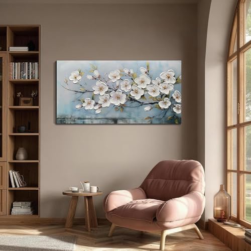 Anolyfi Cherry Blossom Flowers Textured Wall Art - Image 3
