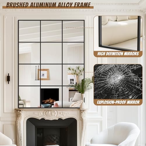 Antok Wall Mirror, Metal Framed Wall Mounted Mirror, Hanging or Leaning - Image 5