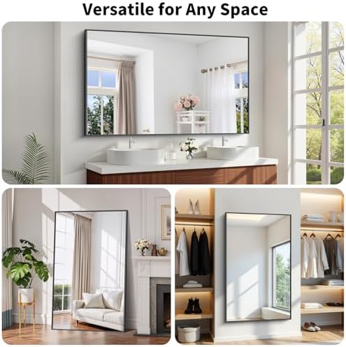 Koonmi Black Bathroom Mirror for Over Sink, Metal Framed 36"x60" Wall Mirror - Image 6