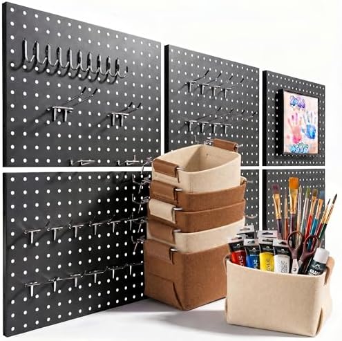 Spampur Peg Board, 6 Pack Metal Pegboard Wall Organizer by Spampur