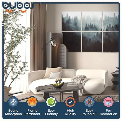 BUBOS 6 Pack Art Acoustic Wall Panels, 70.8”x47.2”Self Adhesive - Image 3