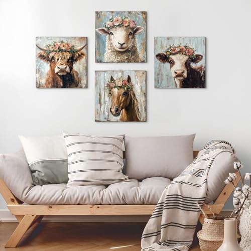 Farmhouse Animals Wall Art Highland Cow Decor - Image 5