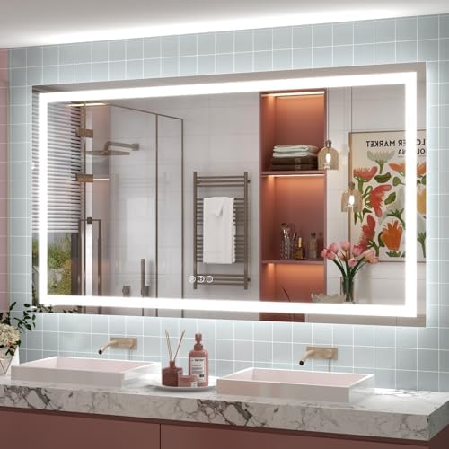 68x40 LED Lighted Bathroom Mirror by ODDSANMirrors