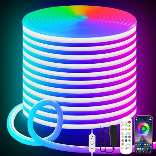 KANTUTOE LED Neon Rope Lights, 19.68ft RGB LED Light Strip, 24V Music Sync by KANTUTOE