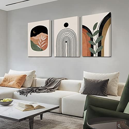 Boho Wall Art Prints Set of 3, Boho Wall Decor, Mid Century Modern Prints Sun - Image 2