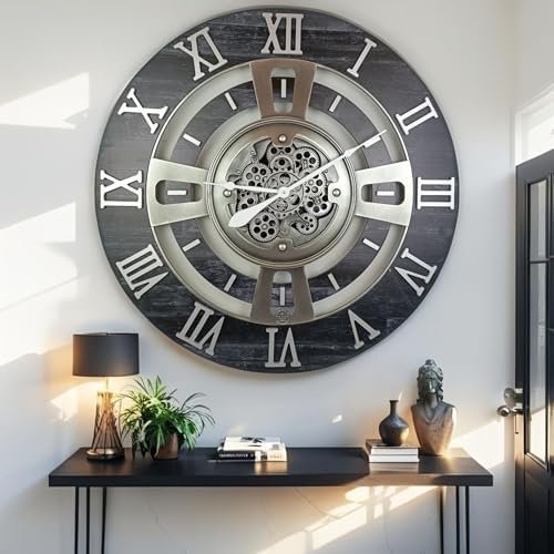 ImprovingLife The Gears Clock Real Moving Gear Wall Clock England Line) - Image 2