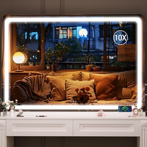 Hasipu Vanity Mirror with Lights, 47.2" x 30" LED Makeup Mirror, Lighted Makeup by Whatssuitableisthebest