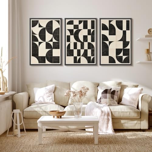 MUDECOR Framed Canvas Print Wall Art Set Geometric Blocks - Image 2