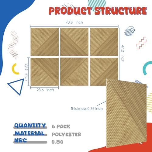 Acoustic Panels 6 Pack, Soundproof Wall Panels 23.6 x 23.6 Inches, Large - Image 2