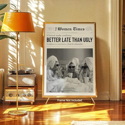 Vintage Black And White Newspaper Wall Art 8x12in Unframed Trendy Better Late - Image 2