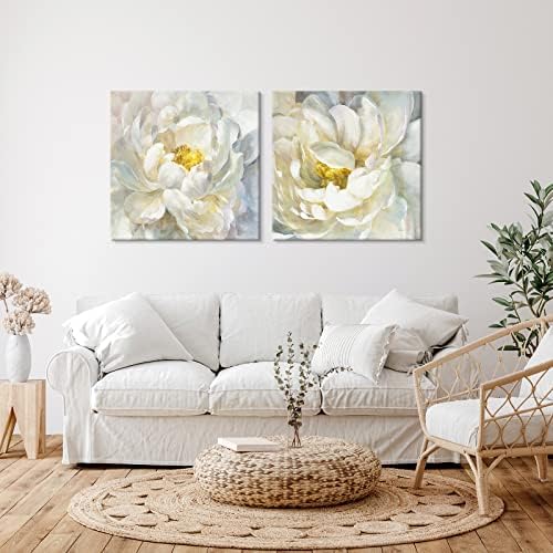 SEVEN WALL ARTS Peony Flower Canvas Wall Art Peonies Floral Pictures Set by SEVENWALLARTS