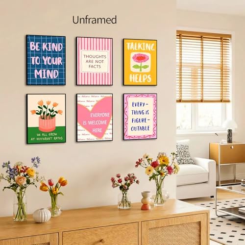 Trendy Inspirational Quotes Poster Set of 6, Mental Health Counseling Wall Art - Image 3