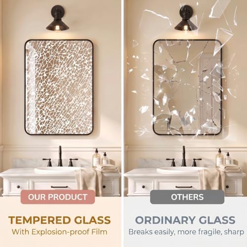 2-Pack 20X30 Inch Bathroom Mirror, Rectangle Aluminum Frame Mirror Anti-Rust - Image 3