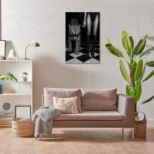 Black And White Leopard Poster Trendy Women Boots Canvas Wall Art Bold Glam - Image 5