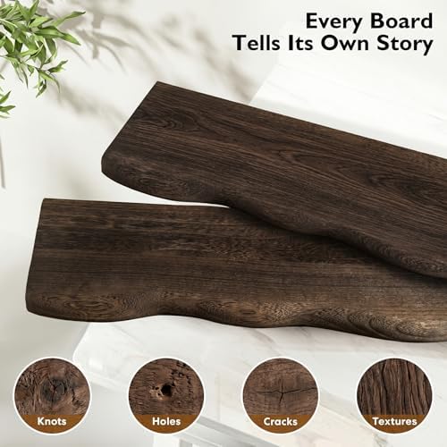 Organic Wavy Edge Floating Shelves, Hidden Brackets, 2 Pack 24 in - Image 4