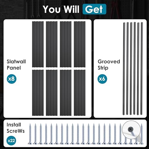 Brakki Slat Wall Paneling 4x8 Ft, Slatwall Garage Organizer Storage System - Image 3