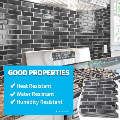 Art3d 10-Pack Marble Peel and Stick Backsplash, 12 x 12 in, Smoky Black - Image 5