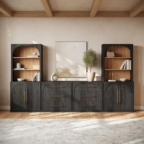BELLEZE Jagger 130" Wall Unit 6-Piece Modular TV Stand - Image 4
