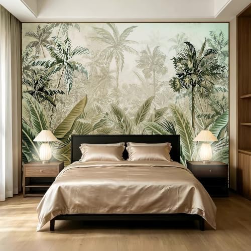 A self-Adhesive Mural of Tropical Rainforest Style Plants, Tropical Trees by SIDIANYA