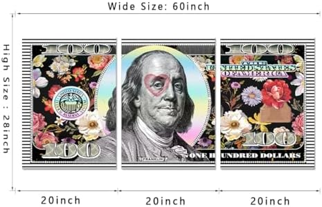 Money Pictures Wall Art 3 Panels Money Posters Prints Art Colorful one Hundred - Image 5