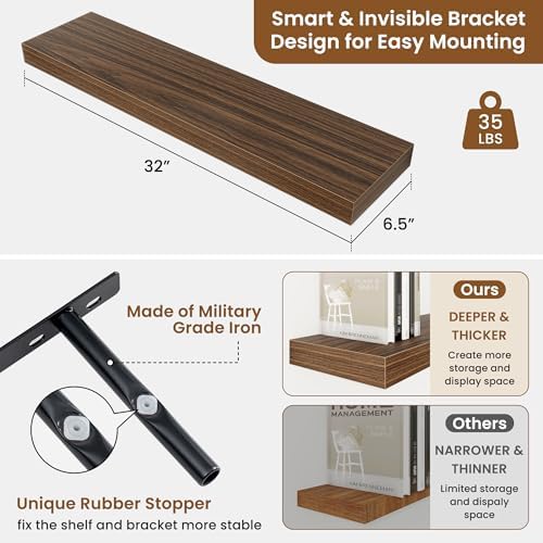 Floating Shelves for Wall, Wall Mounted Wood Shelves - Image 3
