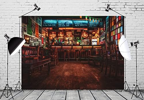 BELECO 8x6ft Fabric European Bar Backdrop Irish Pub Cafe Restaurant Counter - Image 3