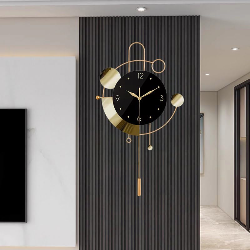 SIN&MI Wall Clock with Pendulum, Silent Non Ticking Battery Operated Modern by SINMI