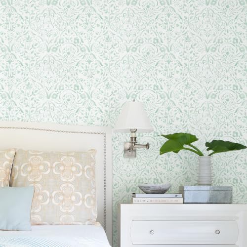 Dimoon Watercolor Floral Peel and Stick Wallpaper Soft Sage Green Contact Paper by DIYYOURMOON