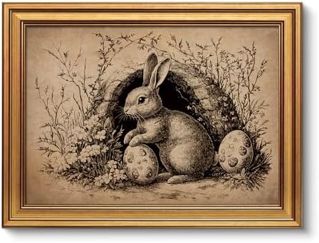VIYYIEA Vintage Rabbit Wall Art, Antique Engraving Bunny, 12x16 Inch by VIYYIEAART