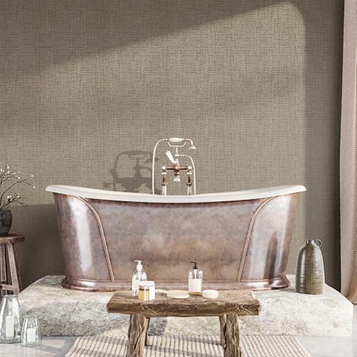 Textured Taupe Wallpaper Grass Cloth Metallic Wallpaper 24"x472" - Image 5