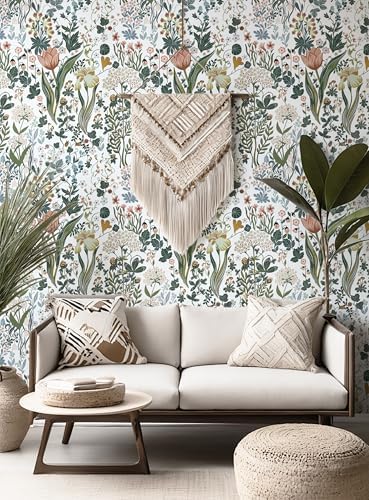 Toduso Peel and Stick Wallpaper Vintage White Wallpaper Floral Contact Paper - Image 6