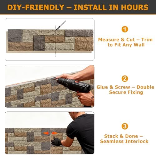 ROOMTEC 6-Pack Faux Stone Wall Covering Panels - Image 5