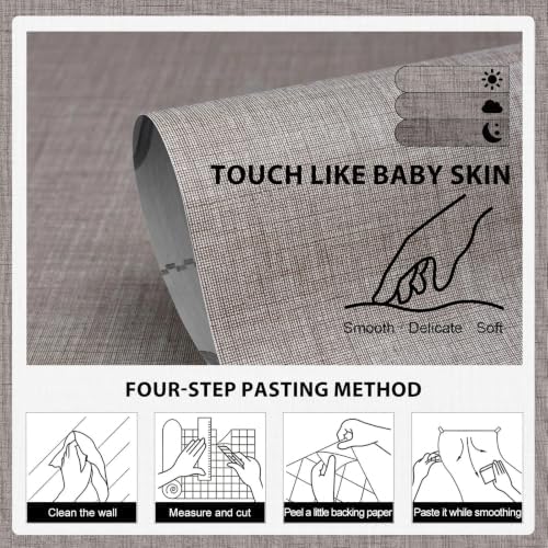 Grasscloth Peel and Stick Wallpaper 15.7"X480.3" Brown Contact Paper - Image 3