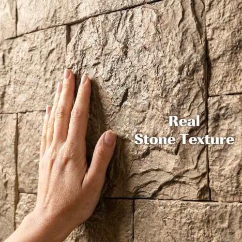 HOMCOM 3D Faux Stone Wall Panels Water-Resistant 4' x 2' Beige - Image 3