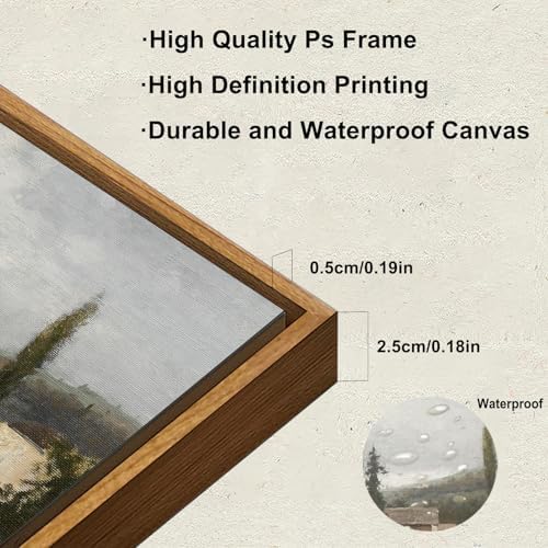 KBKBART Framed Wall Art, Vintage European Village Country Canvas Art Prints - Image 3