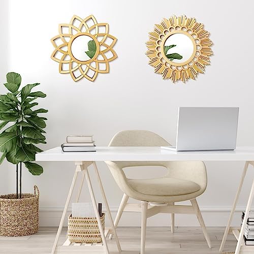 Dandat 4 Pack Round Mirrors for Wall Sunburst Floral Home Decor - Image 4
