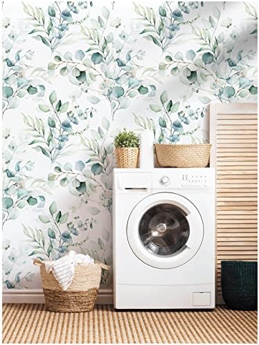 HAOKHOME Green Wallpaper Peel and Stick Botanical Bathroom 17.3in x 32.8ft - Image 4