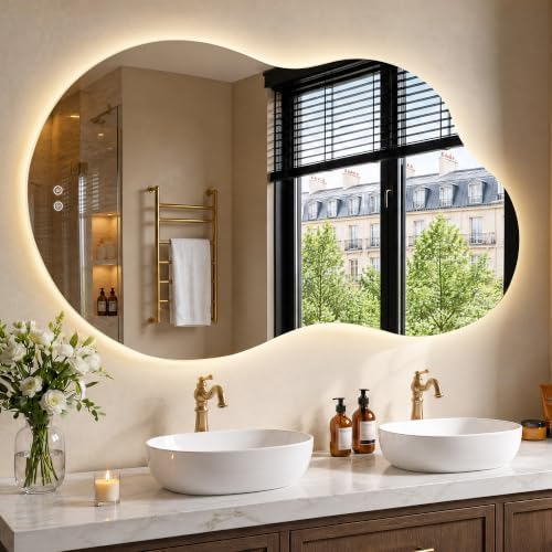 36" x 60" Irregular Backlit Bathroom Mirror by SteppingintoSoftness