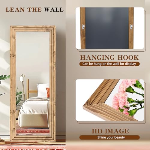 58x22in Full Length Mirror, 3-Tier Stepped Solid Wood Frame - Image 3