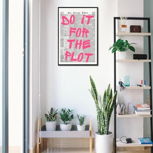 Do It Foe The Plot Wall Art Retro Newspaper Pink Font Canvas Poster Positive - Image 5