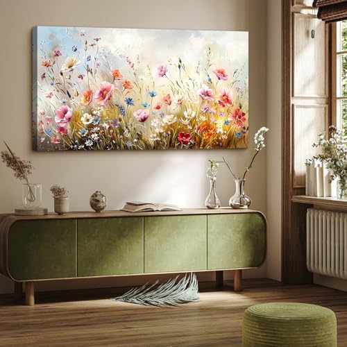 crmotu Rustic Botanical Canvas Prints, Floral Large Wall Decor 29"X57" - Image 2