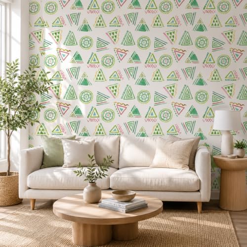 Vinjiasin Green Geometric Peel and Stick Wallpaper, Modern Abstract Triangle - Image 3