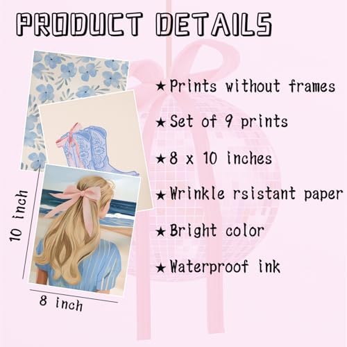 XIANGRUI Preppy Wall Art Set of 9 - Image 3