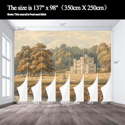 Watercolor Pastoral Landscape Painting self-Adhesive Mural, Peaceful Riverside - Image 3