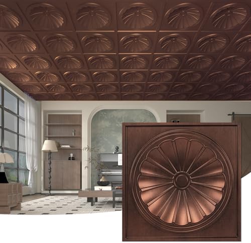 Art3dwallpanels Ceiling Tiles 12 Pack, 24 x 24 Inch, Antique Copper by Art3dwallpanels