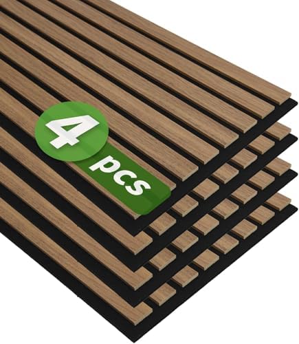 Art3d 12" x 24" Acoustic Wood Slat Wall Panel, 8 sq.ft, Deep Walnut by Art3d