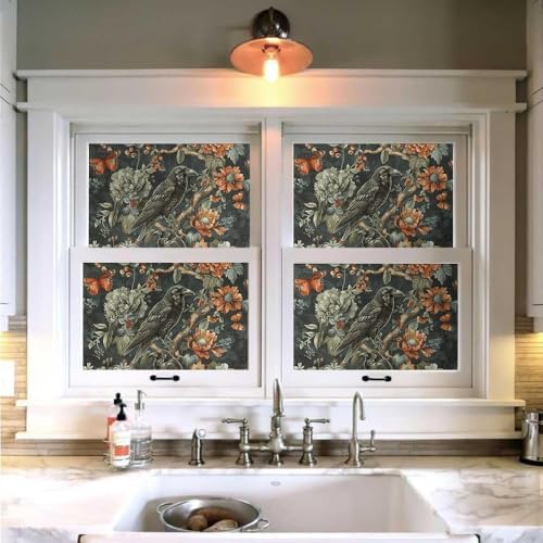18"x236" Gothic Dark Vintage Flower Birds Peel and Stick Self Adhesive - Image 3