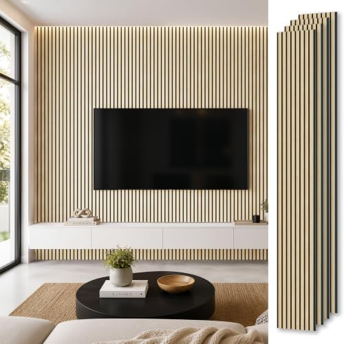 Acoustic Wood Slat Wall Panels, 106”H x 12.6”W by Unknown